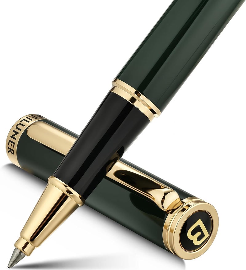 BEILUNER Luxury Rollerball Pen, Stunning Green Lacquer with 24K Gold Trim,Noble and Elegant Designs,Schneider Ink Refill, Best Gift Set for Men & Women, Refillable, Executive Writing, Nice Pens - Image 1